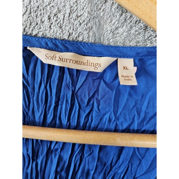 Soft Surroundings Women's XL Blue Tie Duster crinkle pleats with bag lightweight - Picture 4 of 11